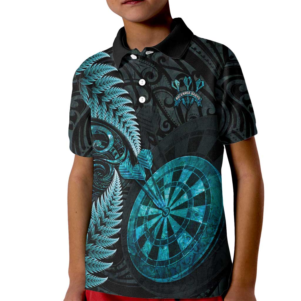 Personalised New Zealand Darts Kid Polo Shirt Happiness Is A Tight Threesome Maori Paua Shell