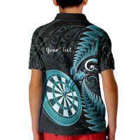 Personalised New Zealand Darts Kid Polo Shirt Happiness Is A Tight Threesome Maori Paua Shell