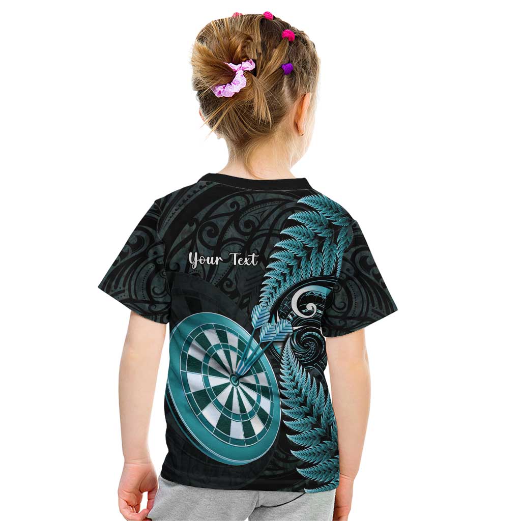 Personalised New Zealand Darts Kid T Shirt Happiness Is A Tight Threesome Maori Paua Shell