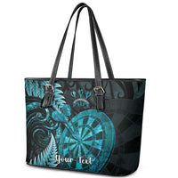 Personalised New Zealand Darts Leather Tote Bag Happiness Is A Tight Threesome Maori Paua Shell
