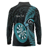Personalised New Zealand Darts Long Sleeve Polo Shirt Happiness Is A Tight Threesome Maori Paua Shell