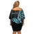 Personalised New Zealand Darts Off Shoulder Short Dress Happiness Is A Tight Threesome Maori Paua Shell