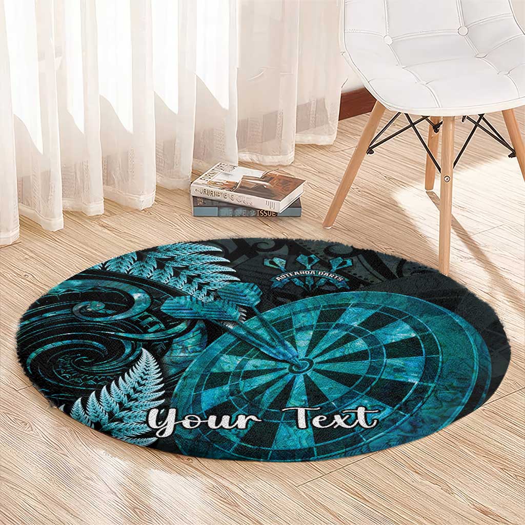 Personalised New Zealand Darts Round Carpet Happiness Is A Tight Threesome Maori Paua Shell