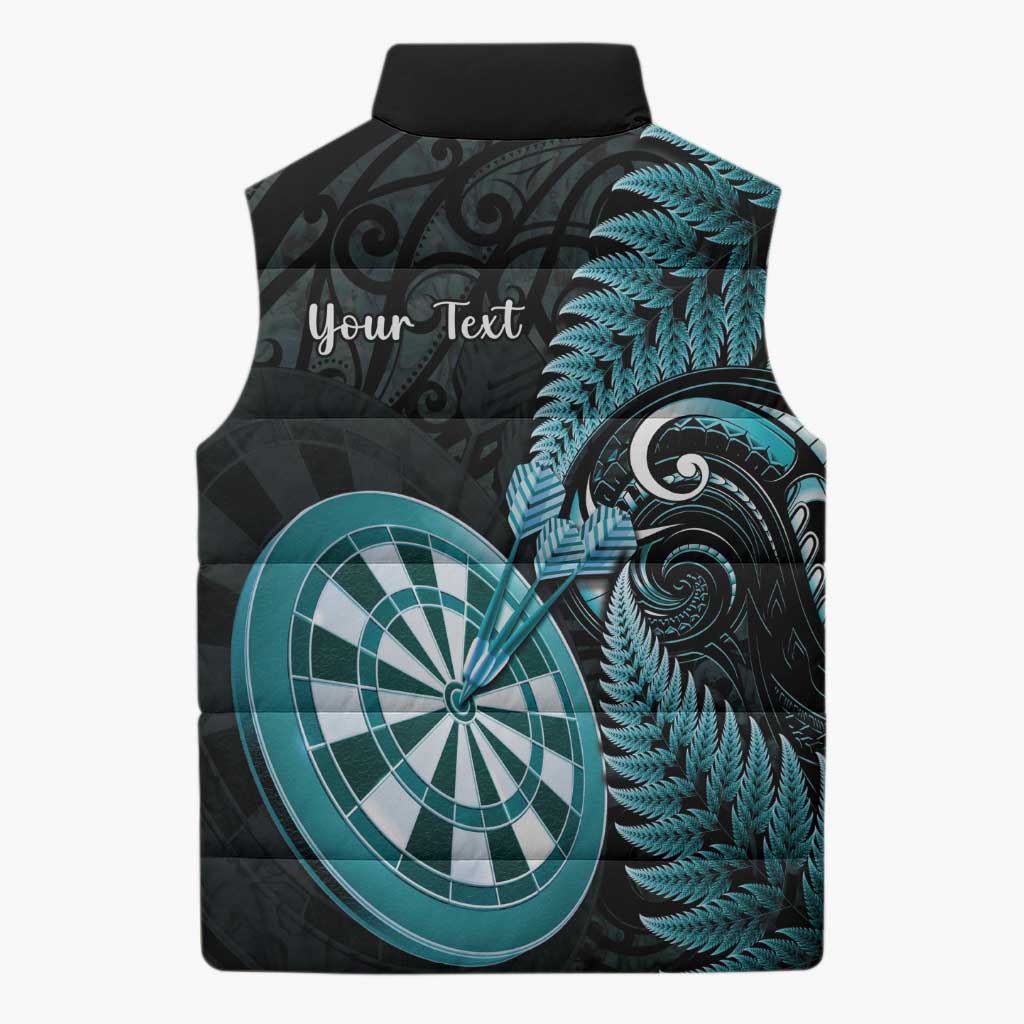 Personalised New Zealand Darts Sleeveless Puffer Jacket Happiness Is A Tight Threesome Maori Paua Shell - Polynesian Pride