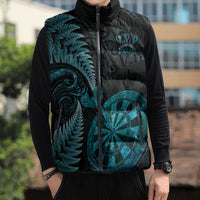 Personalised New Zealand Darts Sleeveless Puffer Jacket Happiness Is A Tight Threesome Maori Paua Shell - Polynesian Pride