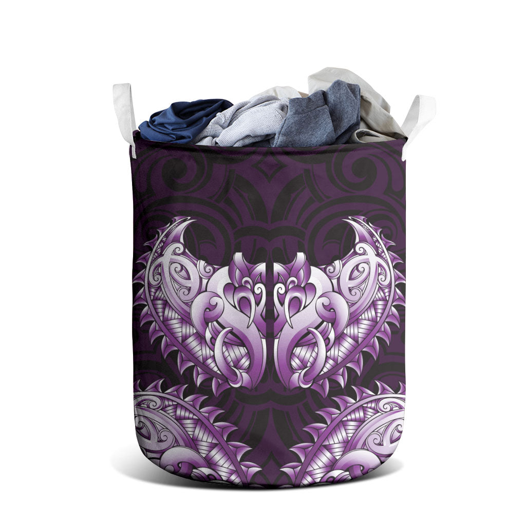 New Zealand Ta Moko Laundry Basket Aotearoa Maori Chest Tattoo Purple LT14 - Polynesian Pride