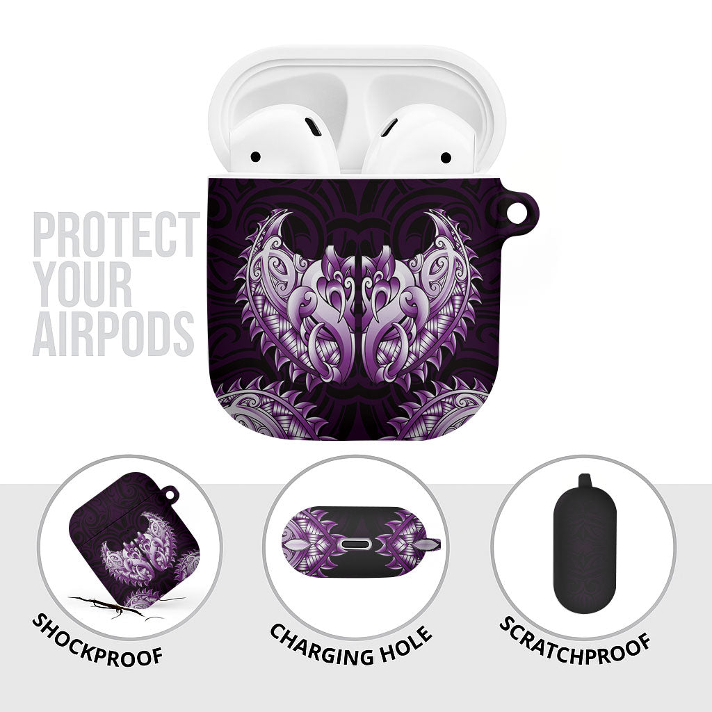 New Zealand Ta Moko AirPods Case Aotearoa Maori Chest Tattoo Purple LT14 - Polynesian Pride