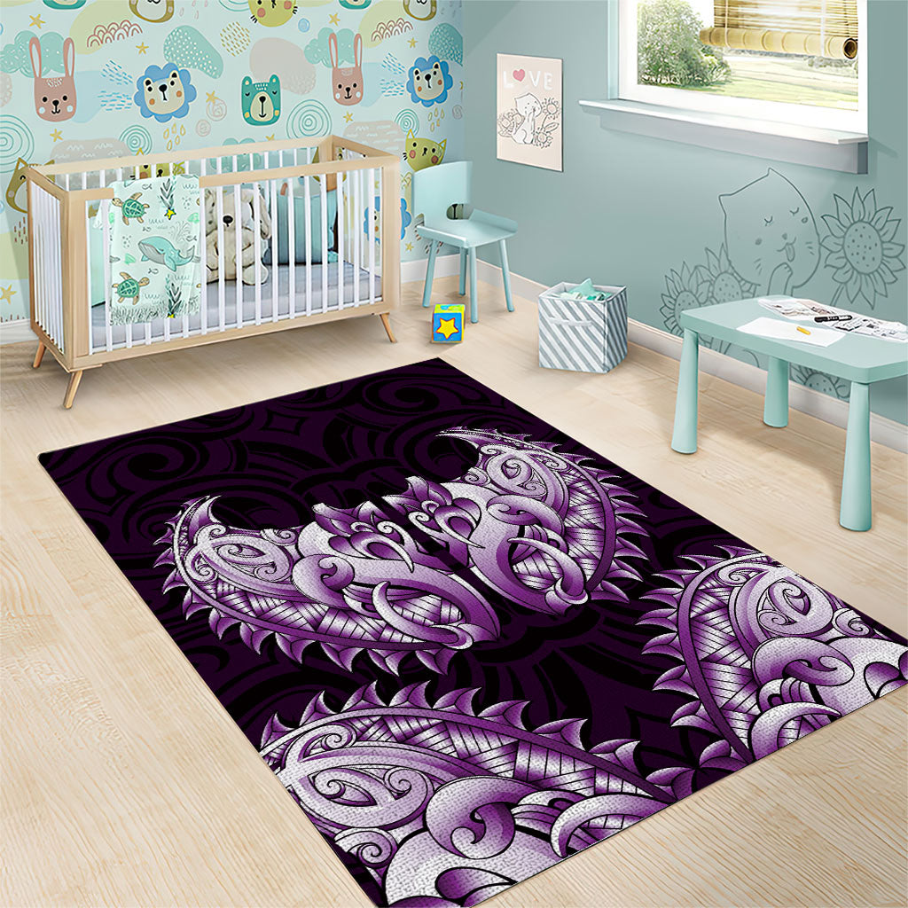 New Zealand Ta Moko Area Rug Aotearoa Maori Chest Tattoo Purple LT14 - Polynesian Pride