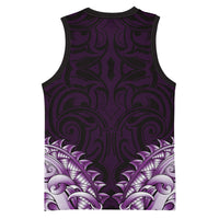 New Zealand Ta Moko Basketball Jersey Aotearoa Maori Chest Tattoo Purple LT14 - Polynesian Pride