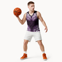 New Zealand Ta Moko Basketball Jersey Aotearoa Maori Chest Tattoo Purple LT14 - Polynesian Pride