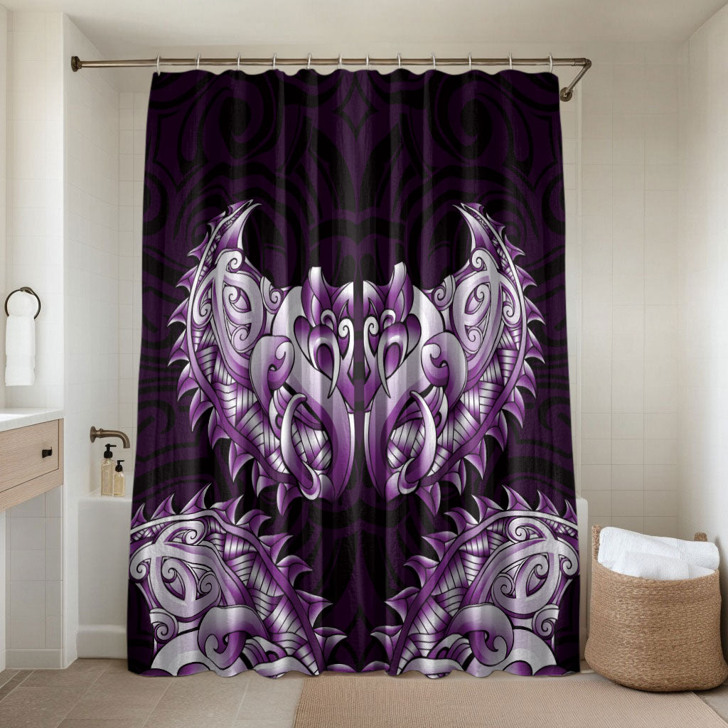 New Zealand Ta Moko Bathroom Set Aotearoa Maori Chest Tattoo Purple LT14 Shower Curtain Only Purple - Polynesian Pride