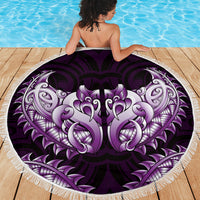 New Zealand Ta Moko Beach Blanket Aotearoa Maori Chest Tattoo Purple LT14 - Polynesian Pride