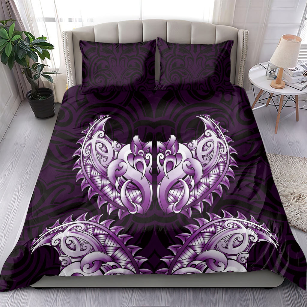 New Zealand Ta Moko Bedding Set Aotearoa Maori Chest Tattoo Purple LT14 - Polynesian Pride