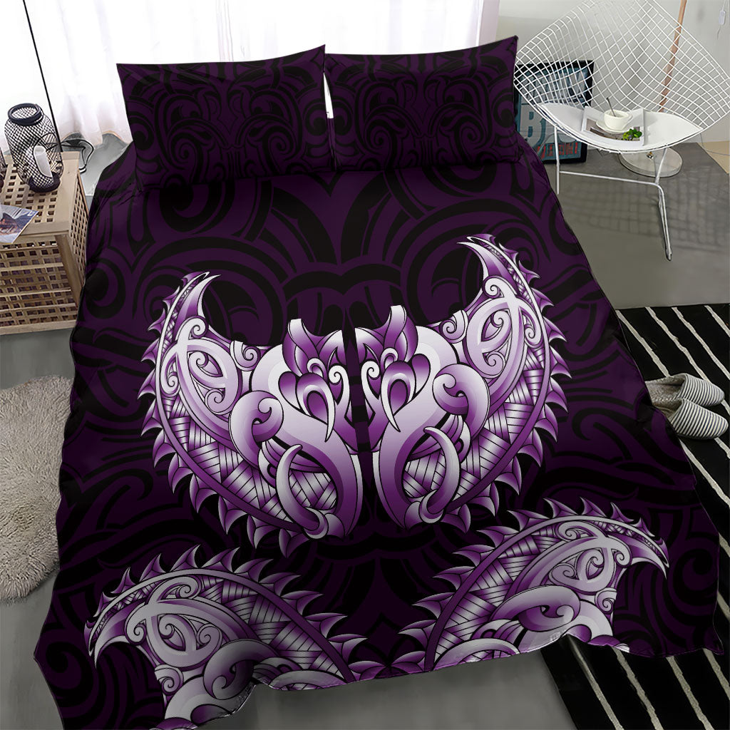 New Zealand Ta Moko Bedding Set Aotearoa Maori Chest Tattoo Purple LT14 - Polynesian Pride