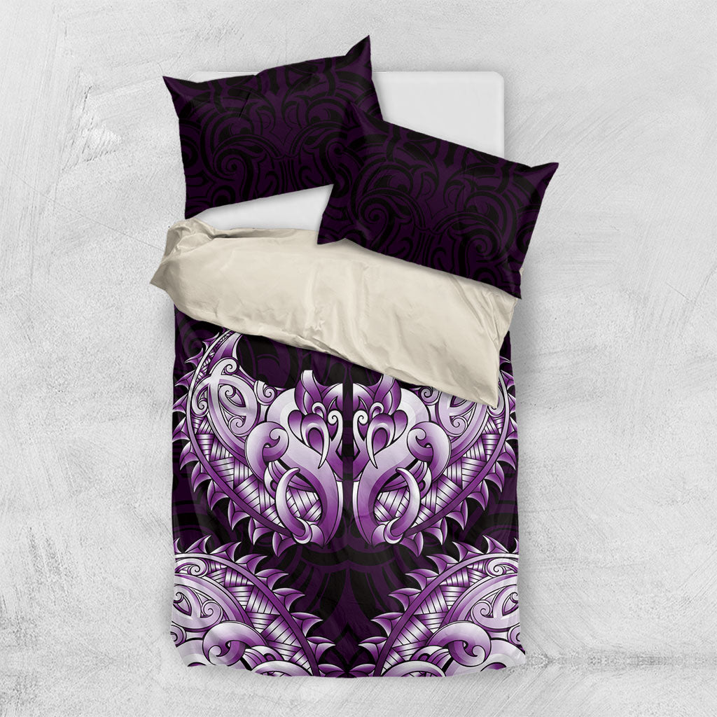New Zealand Ta Moko Bedding Set Aotearoa Maori Chest Tattoo Purple LT14 US Twin 172cm x 218cm Purple - Polynesian Pride