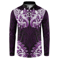 New Zealand Ta Moko Button Sweatshirt Aotearoa Maori Chest Tattoo Purple LT14 Purple - Polynesian Pride