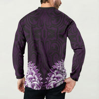 New Zealand Ta Moko Button Sweatshirt Aotearoa Maori Chest Tattoo Purple LT14 - Polynesian Pride