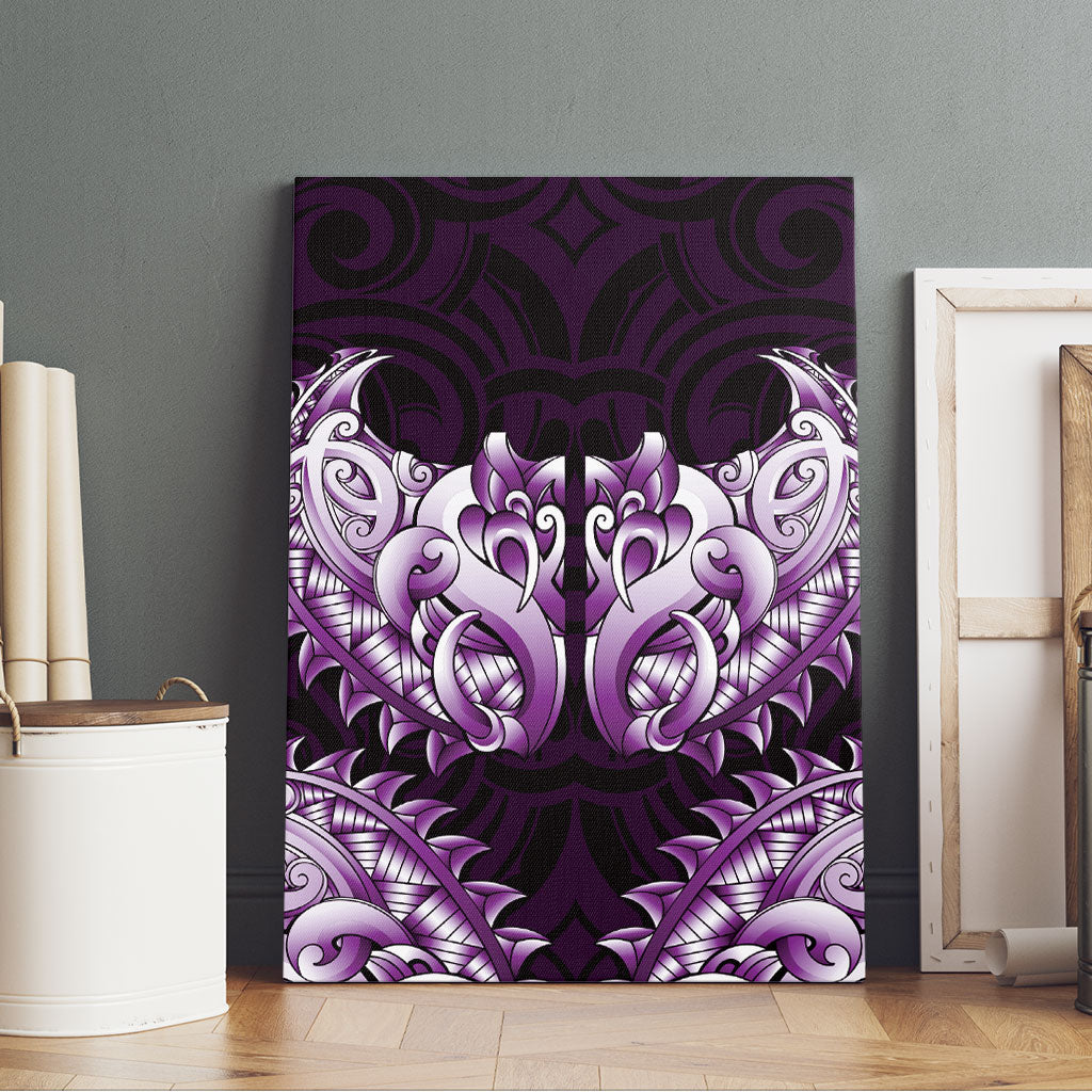 New Zealand Ta Moko Canvas Wall Art Aotearoa Maori Chest Tattoo Purple LT14 - Polynesian Pride