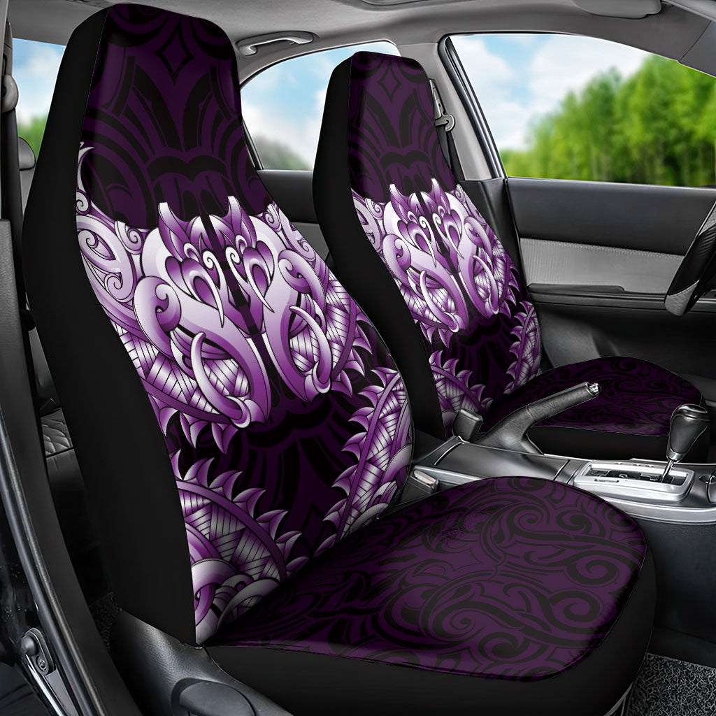 New Zealand Ta Moko Car Seat Cover Aotearoa Maori Chest Tattoo Purple LT14 - Polynesian Pride