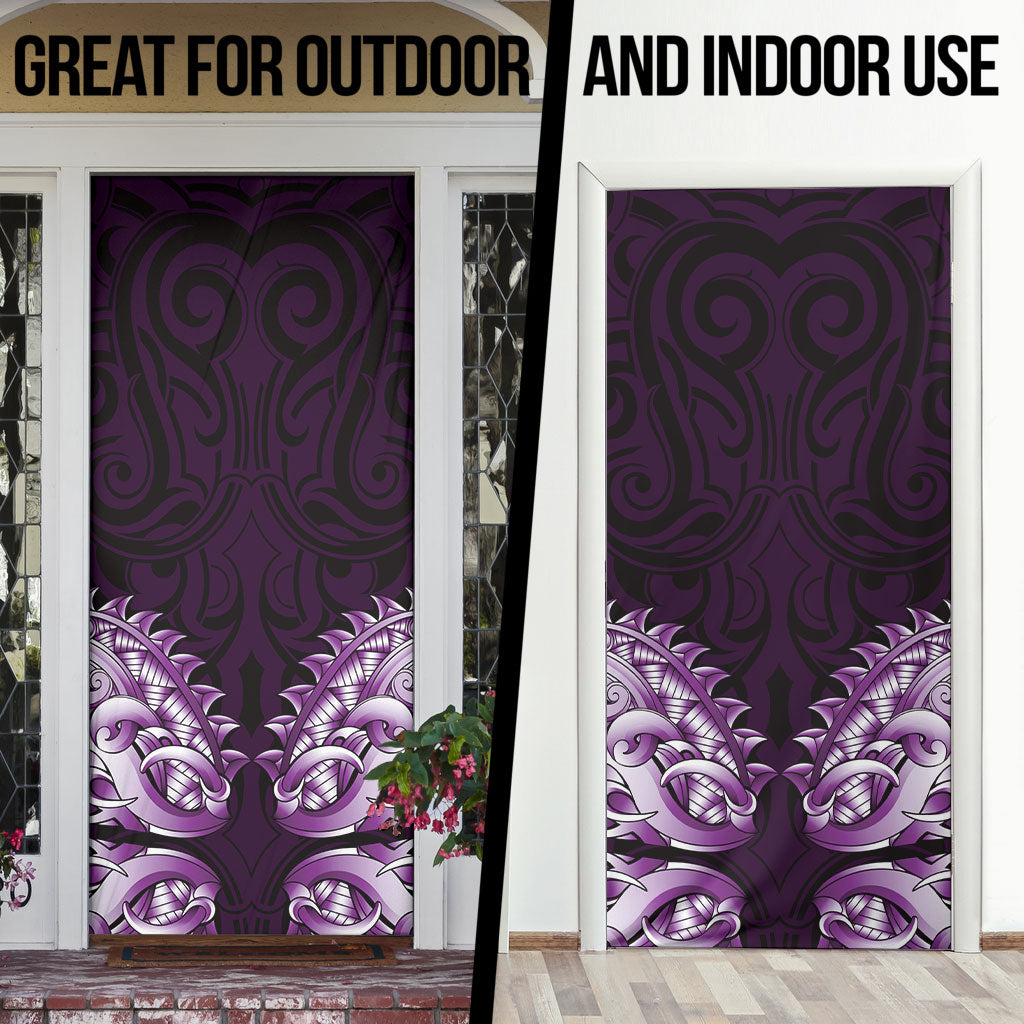 New Zealand Ta Moko Door Cover Aotearoa Maori Chest Tattoo Purple LT14 - Polynesian Pride