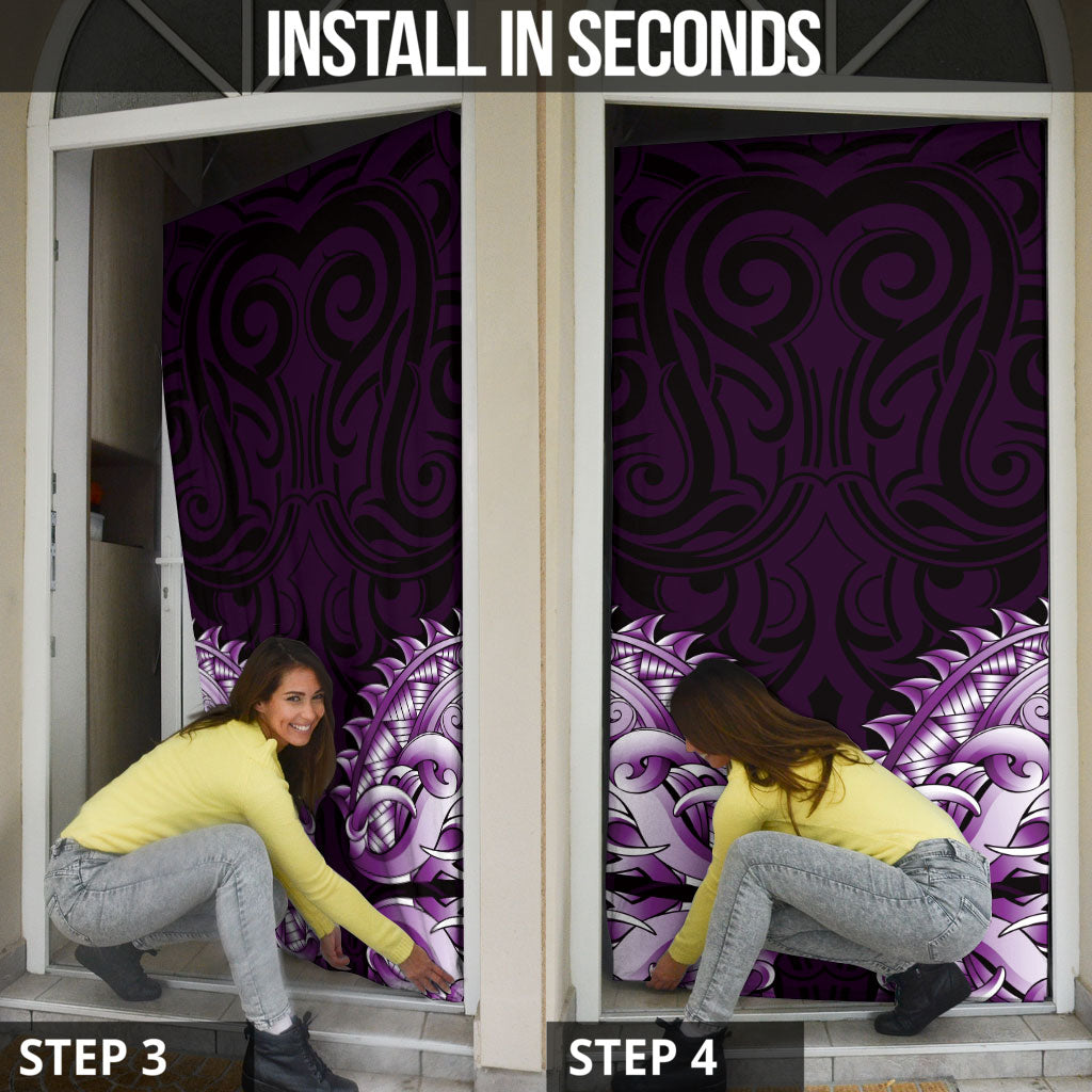 New Zealand Ta Moko Door Cover Aotearoa Maori Chest Tattoo Purple LT14 - Polynesian Pride