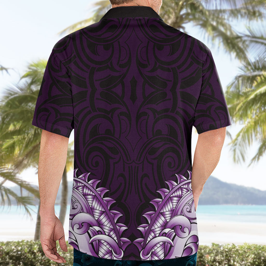 New Zealand Ta Moko Hawaiian Shirt Aotearoa Maori Chest Tattoo Purple LT14 - Polynesian Pride