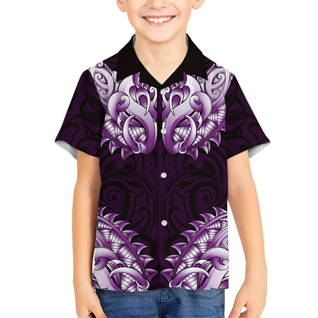 New Zealand Ta Moko Hawaiian Shirt Aotearoa Maori Chest Tattoo Purple LT14 - Polynesian Pride