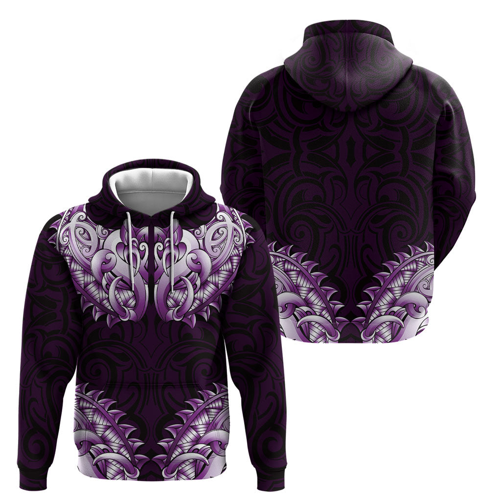 New Zealand Ta Moko Hoodie Aotearoa Maori Chest Tattoo Purple LT14 - Polynesian Pride