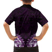 New Zealand Ta Moko Kid Hawaiian Shirt Aotearoa Maori Chest Tattoo Purple LT14 - Polynesian Pride