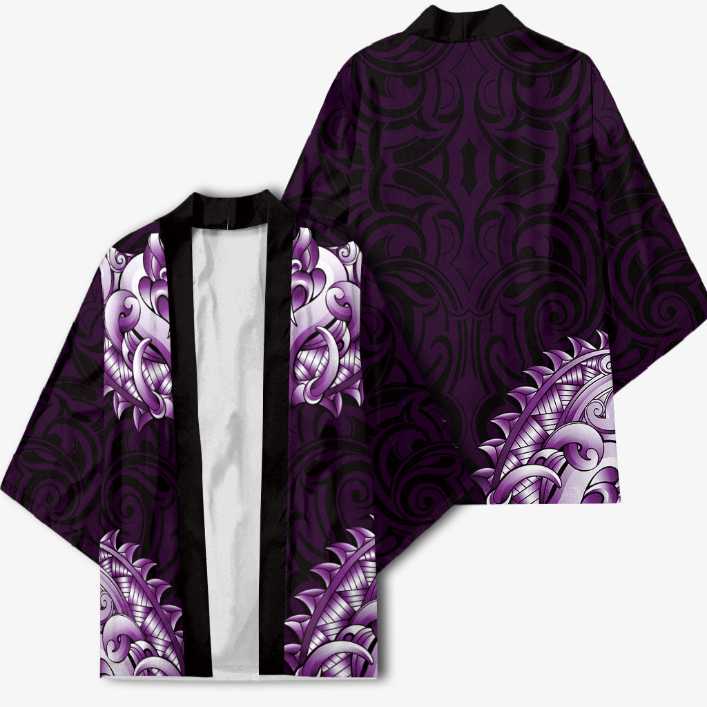 New Zealand Ta Moko Kimono Aotearoa Maori Chest Tattoo Purple LT14 - Polynesian Pride