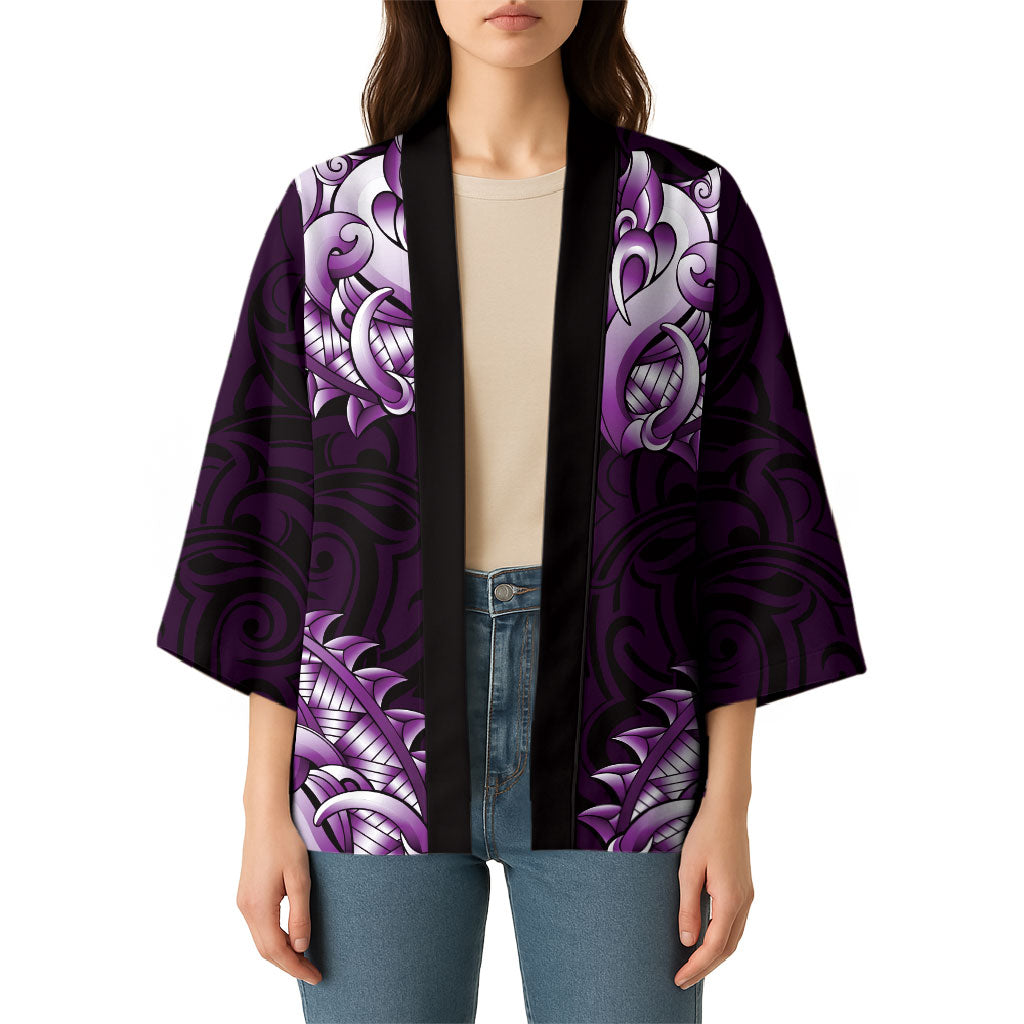New Zealand Ta Moko Kimono Aotearoa Maori Chest Tattoo Purple LT14 - Polynesian Pride