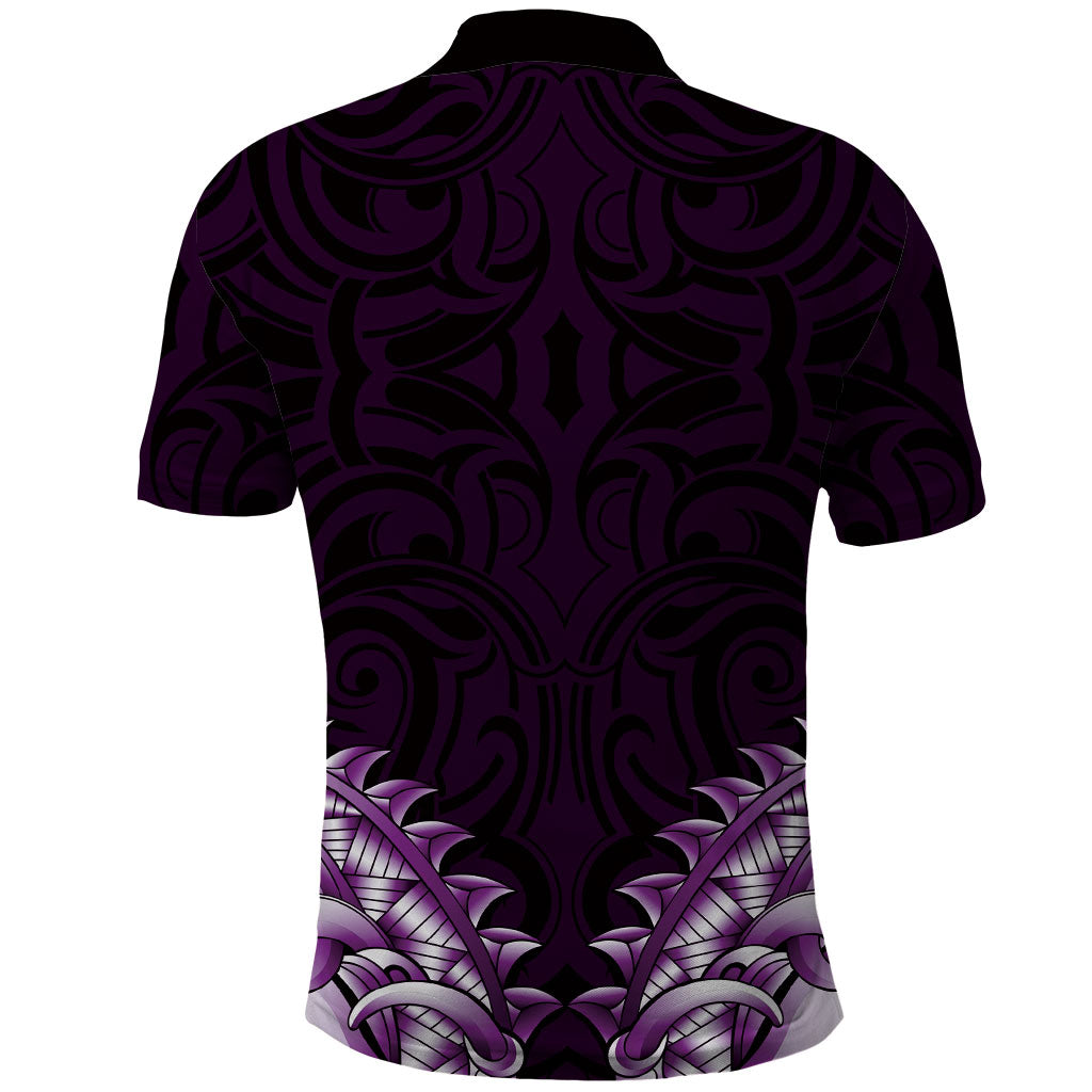 New Zealand Ta Moko Polo Shirt Aotearoa Maori Chest Tattoo Purple LT14 - Polynesian Pride