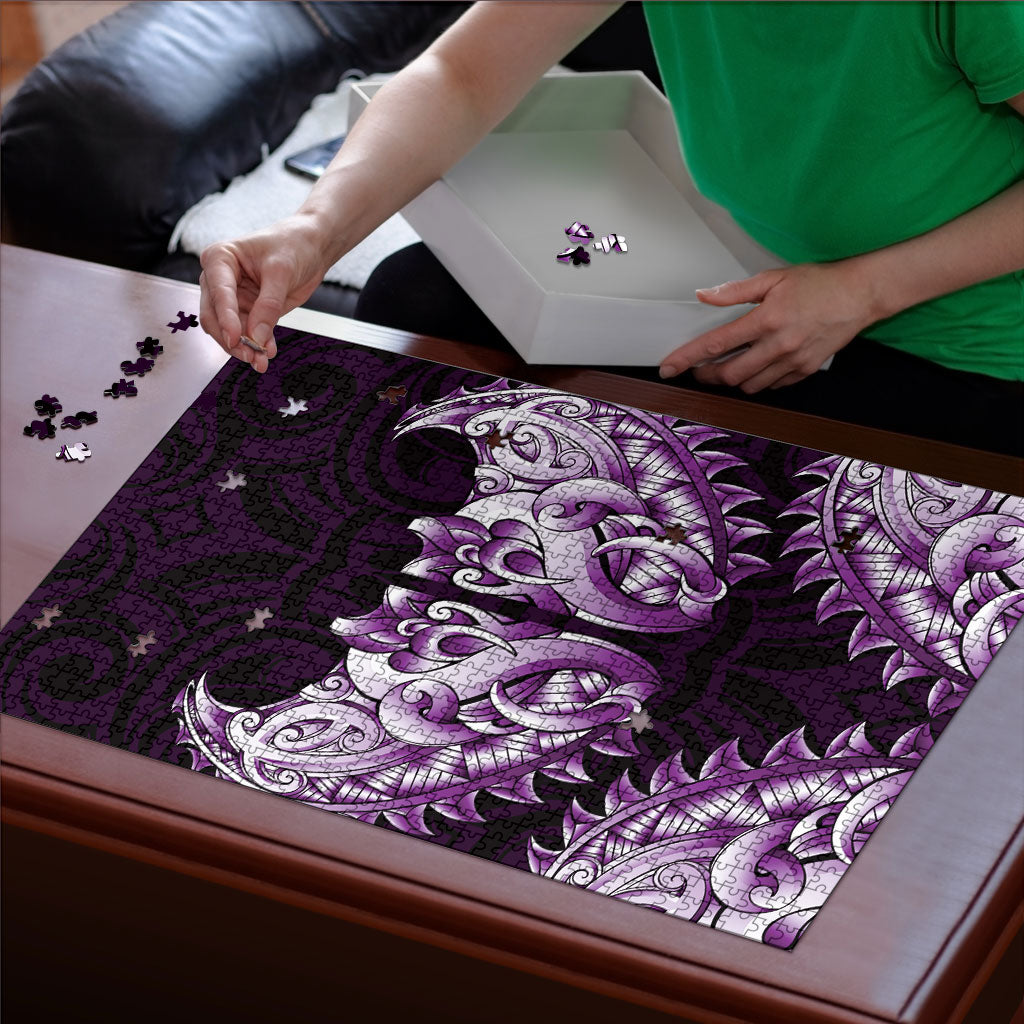 New Zealand Ta Moko Puzzle Aotearoa Maori Chest Tattoo Purple LT14 - Polynesian Pride