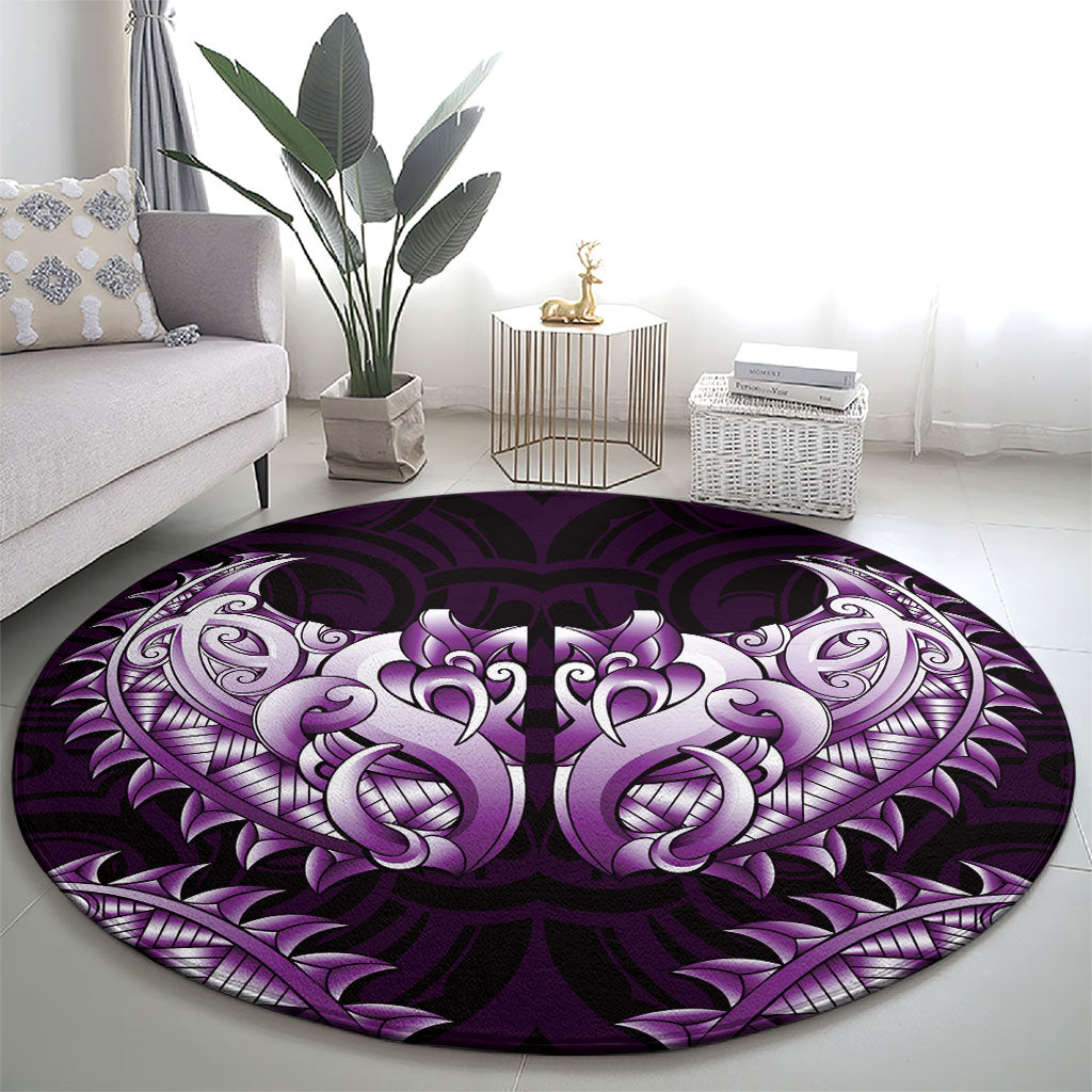 New Zealand Ta Moko Round Carpet Aotearoa Maori Chest Tattoo Purple LT14 - Polynesian Pride