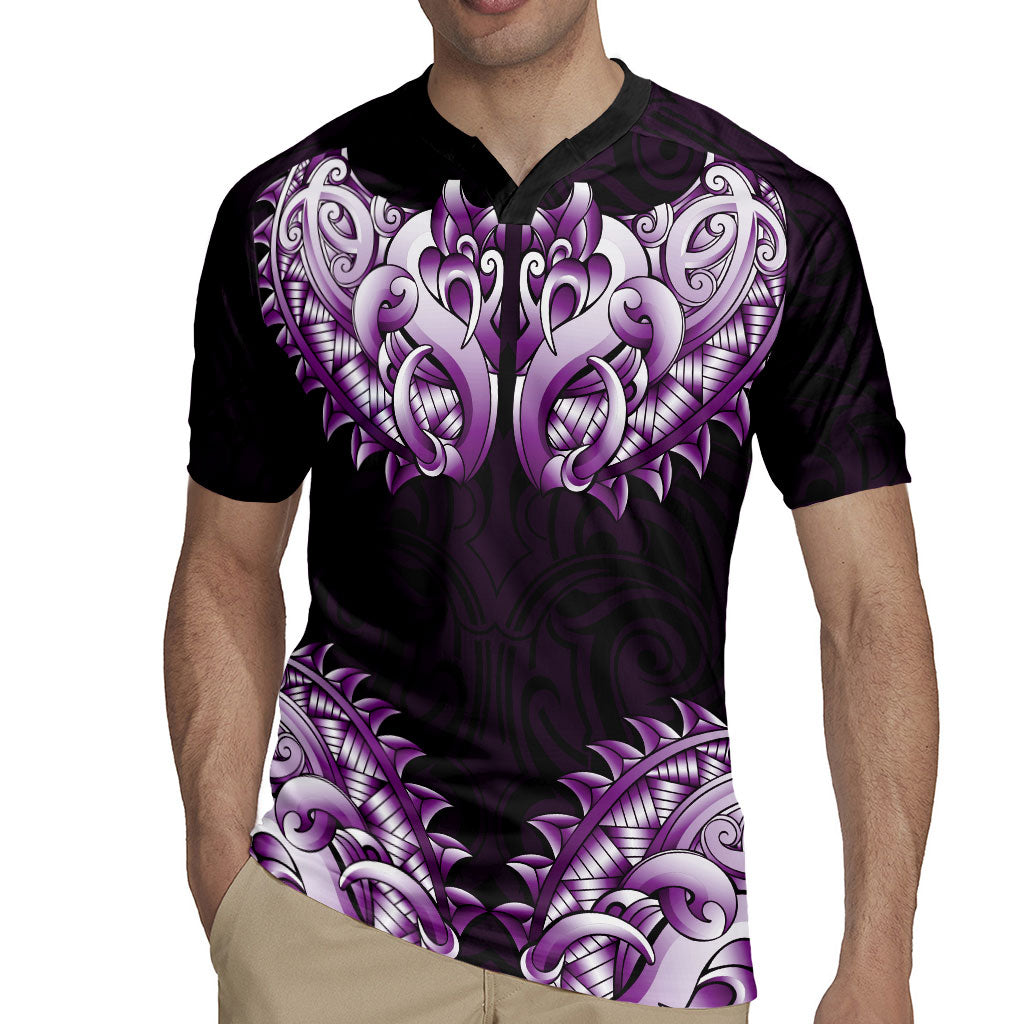 New Zealand Ta Moko Rugby Jersey Aotearoa Maori Chest Tattoo Purple LT14 - Polynesian Pride