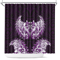 New Zealand Ta Moko Shower Curtain Aotearoa Maori Chest Tattoo Purple LT14 Purple - Polynesian Pride