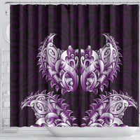 New Zealand Ta Moko Shower Curtain Aotearoa Maori Chest Tattoo Purple LT14 - Polynesian Pride