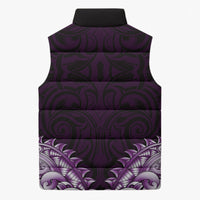 New Zealand Ta Moko Sleeveless Puffer Jacket Aotearoa Maori Chest Tattoo Purple LT14 - Polynesian Pride