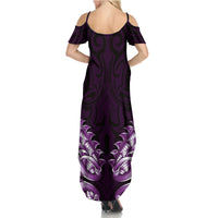 New Zealand Ta Moko Summer Maxi Dress Aotearoa Maori Chest Tattoo Purple LT14 - Polynesian Pride