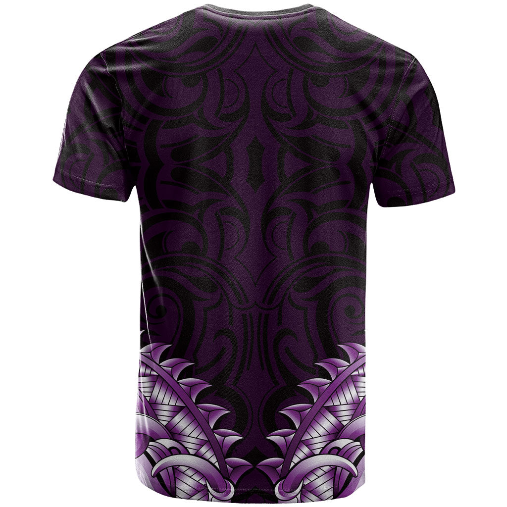 New Zealand Ta Moko T Shirt Aotearoa Maori Chest Tattoo Purple LT14 - Polynesian Pride