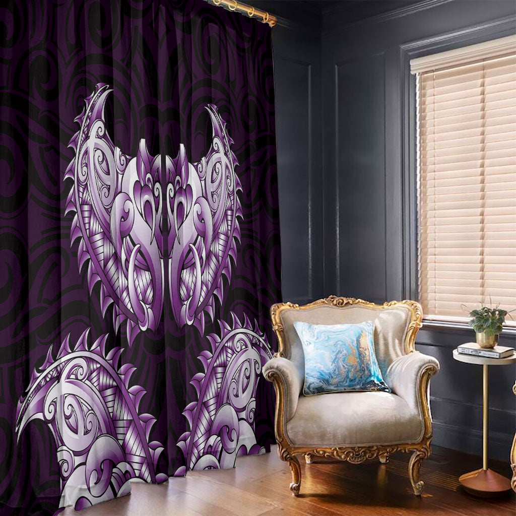 New Zealand Ta Moko Window Curtain Aotearoa Maori Chest Tattoo Purple LT14 - Polynesian Pride