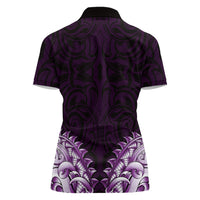 New Zealand Ta Moko Women Polo Shirt Aotearoa Maori Chest Tattoo Purple LT14 - Polynesian Pride