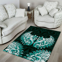 New Zealand Ta Moko Area Rug Aotearoa Maori Chest Tattoo Turquoise LT14 - Polynesian Pride