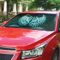 New Zealand Ta Moko Auto Sun Shade Aotearoa Maori Chest Tattoo Turquoise LT14 - Polynesian Pride