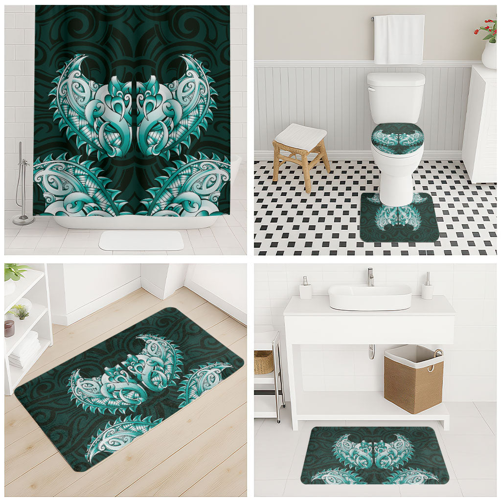 New Zealand Ta Moko Bathroom Set Aotearoa Maori Chest Tattoo Turquoise LT14 - Polynesian Pride