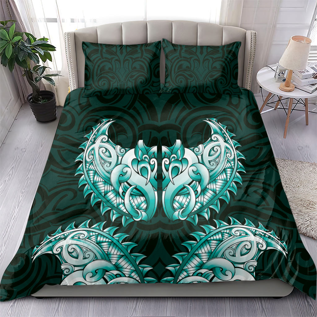 New Zealand Ta Moko Bedding Set Aotearoa Maori Chest Tattoo Turquoise LT14 - Polynesian Pride