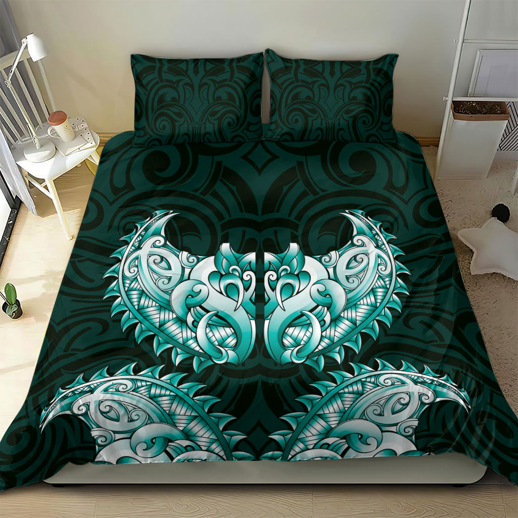 New Zealand Ta Moko Bedding Set Aotearoa Maori Chest Tattoo Turquoise LT14 - Polynesian Pride