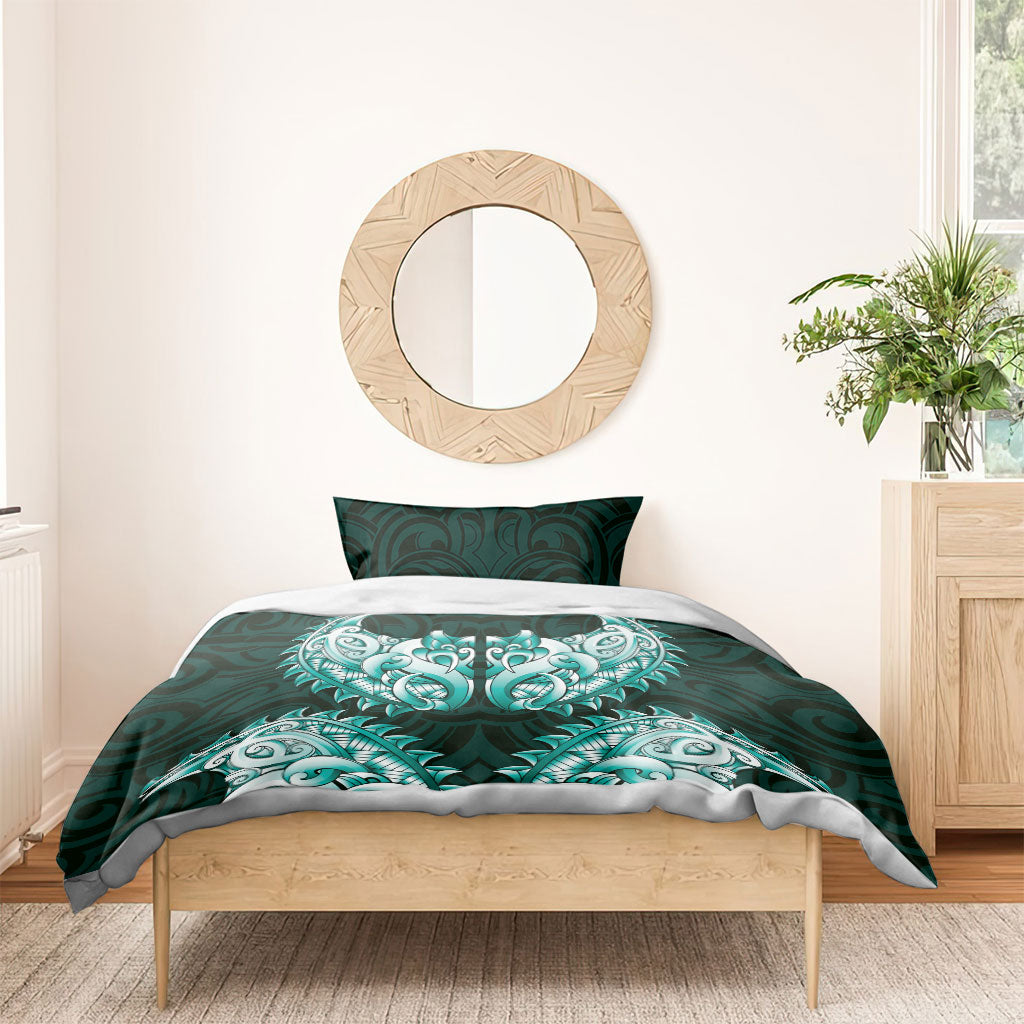 New Zealand Ta Moko Bedding Set Aotearoa Maori Chest Tattoo Turquoise LT14 - Polynesian Pride