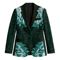 New Zealand Ta Moko Blazer Aotearoa Maori Chest Tattoo Turquoise LT14 Unisex Turquoise - Polynesian Pride