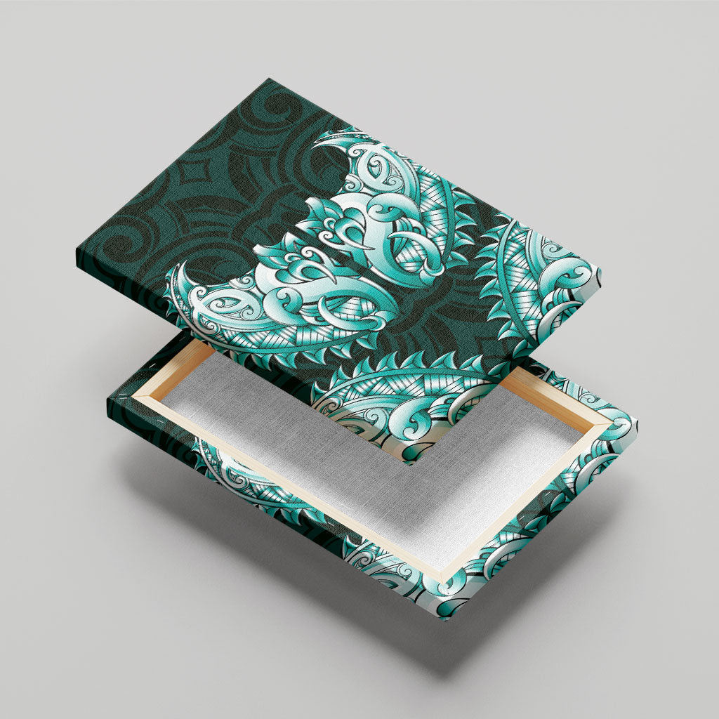 New Zealand Ta Moko Canvas Wall Art Aotearoa Maori Chest Tattoo Turquoise LT14 - Polynesian Pride